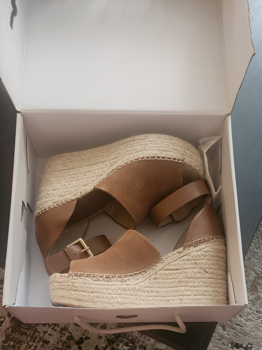 Wedge Espadrille Sandals in Chestnut Brown